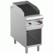 Grill pierre de lave, module 1/2, grille "2 faces" en fonte, armoire ouverte Grill pierre de lave, module 1/2, grille "2 faces" en fonte, armoire ouverte