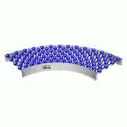 Convoyeurs à rouleaux courbes fixes Ø 48 mm, axes de galets, rebord intérieur/extérieur, pour objets plats légers et de petites tailles Convoyeurs à rouleaux courbes fixes Ø 48 mm, axes de galets, rebord intérieur/extérieur, pour objets plats légers et de petites tailles