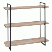 Décoshop26 - Étagère murale suspendue 3 niveaux en bois et métal design industriel 60 x 60 x 18 cm 04_0008675 - métal 3000262671175