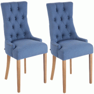 Décoshop26 - Lot de 2 chaises de salle à manger avec boutons décoratives assise en tissu bleu 10_0001522 - bleu 3000250521062