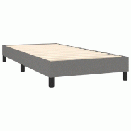Décoshop26 - Sommier à lattes sur pieds cadre de lit 90x190 cm tissu gris foncé TDL0207103 - gris 3001162888007