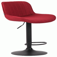Décoshop26 - Tabouret de bar chaise haute x1 en tissu rouge coutures verticales support en métal noir 10_0005118 - rouge métal 3000252470641