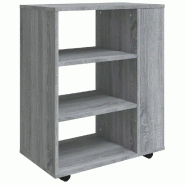 Helloshop26 - Armoire roulante moderne avec roulettes 60 x 35 x 75 cm espace de rangement pratique design sonoma gris 02_0048257 - gris Bois massif 30
