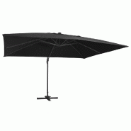 Helloshop26 - Parasol déporté lumineux avec LED ajustable 400 x 300 cm en polyester noir 02_0045932 - noir aluminium 3000233965616