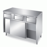 ITALCONCEPT Meuble Bas Inox 150x600mm Central, 2 Portes Coulissantes - 3616350176950