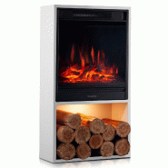 KAMINIO Cheminée électrique HUGO - Poêle électrique avec chauffage, effet de flamme 3D, lumière d'ambiance LED, Casier à bois, télécommande -