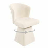 Merax Chaise de salle à manger rotative à 360° avec revêtement en velours, dossier rembourré et structure en métal, beige - beige multi-matéria_0