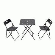 Merax set bistro, 3-pièces, résistant aux intempéries, noir - noir acier W2021P420036