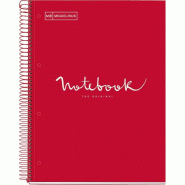 MIQUELRIUS Lot de 5 Cahier Emotions A4, 240p./120 feuilles 90 g/m², reliure intégrale, couverture carton rouge, ligné - 8422593485552