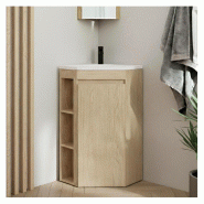 MOB-IN Ensemble meuble sous vasque d'angle sur pieds avec vasque en résine et robinet noir - marron 3701606511392 MOB-IN Ensemble meuble sous vasque d'angle sur pieds avec vasque en résine et robinet noir - marron 3701606511392