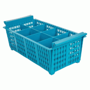 Panier de lavage sans anse pour couverts polypropylène 42,5x21x15cm bleu