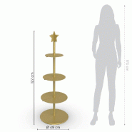 Présentoir rond 3 niveaux modulables métal or Ø49 H 127 cm