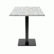 RestooTab - Table Milan T 60x60cm décor terrazzo spectra chip - blanc fonte TB-MIT-6060M-TER.SPE