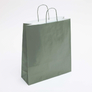 Sac kraft vert olive poignées torsadées coordonnées 36x12x41 cm - par 50