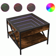 VidaXL Table basse avec LED Infinity chêne fumé 50x50x38 cm Modèle Atlas Bois - 847699