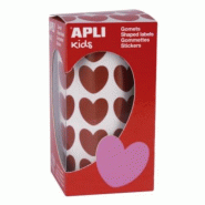 Apli 900 gommettes coeurs, 20x18 mm, en rouleau, coloris rouge - 8410782167310