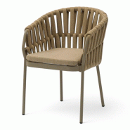 Bistromania Fauteuil de terrasse BANDOL - Terracotta - L 58 x P 60 x H 78 cm - beige aluminium EA204