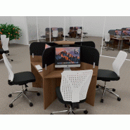 Bureau call center 5 places forme marguerite avec cloisons acoustiques. - acacia foncé, 5 places, noir da023_0