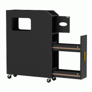 COSTWAY Meuble étroit salle de bain avec tiroir mobile, boîte mouchoirs & support brosse, bois, noir - noir Bois manufacturé VH34039PW