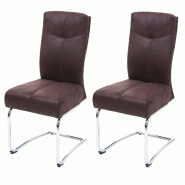 Décoshop26 - Lot de 2 chaises de salle à manger confortable et moderne en textile aspect daim marron 04_0000405 - marron 3000253528983