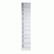 Étagère 10 niveaux blanc - L43xP25xH230cm - 2 étagères fixes + 7 étagères réglables - Bois mélaminé 18mm