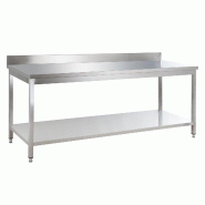 GastroHero Table de travail en inox Basic 20x7 avec étagère inférieure et dosseret, à monter soi-même - YATS207A