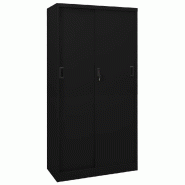 Helloshop26 - Armoire de bureau moderne avec porte coulissante 90 x 40 x 180 cm capacité de charge élevée en acier noir 02_0046820 - noir acier 300