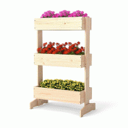 Helloshop26 - Jardin vertical 3 niveaux 69 x 39 x 109 cm idéal pour légumes et fleurs ambiance rustique en bois de pin naturel 20_0012192 - 30002271