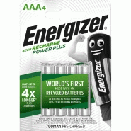 Lot de 4 piles rechargeable aaa power plus, 700 mah, ENERGIZER Lot de 4 piles rechargeable aaa power plus, 700 mah, ENERGIZER