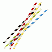 Paille rigide papier 200mm Ø6mm couleurs panachées - par 500