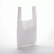 Sac bretelles réutilisables blanc PEBD 50µ 26x12x45cm - par 500 Sac bretelles réutilisables blanc PEBD 50µ 26x12x45cm - par 500