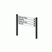 Signalétique bi-mâts directionnelle WP Signalisation - aluminium anodisé naturel Ø 90 mm Signalétique bi-mâts directionnelle WP Signalisation - aluminium anodisé naturel Ø 90 mm
