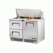 Table de préparation réfrigérée positive 18 bacs GN 1/6 2 tiroirs + 1 porte pleine 501L True