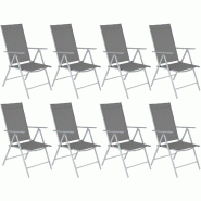 TecTake GmbH tectake Chaises de jardin pliantes avec dossier réglable, en tissu maillé - Lot de 8 argent - argenté acier 406693 TecTake GmbH tectake Chaises de jardin pliantes avec dossier réglable, en tissu maillé - Lot de 8 argent - argenté acier 406693