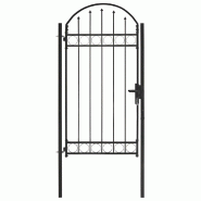 Vidaxl portail de jardin avec dessus arqué acier 100x250 cm noir 146339