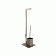 WellHome - Porte-rouleau avec brosse WC en acier inoxydable 22x18x70,5cm couleur taupe - gris inox WH17058