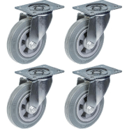 160mm 6" roulettes pivotantes en caoutchouc gris capacité de 540kg, jeu de 4 160mm 6" roulettes pivotantes en caoutchouc gris capacité de 540kg, jeu de 4
