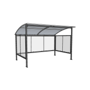 Abri détente à toit convexe en cadres aluminium cintrés idéal pour les sites tertiaires, bâtiments publics, zones d'attente, ou espaces extérieurs de commerces - EVO 1 Abri détente à toit convexe en cadres aluminium cintrés idéal pour les sites tertiaires, bâtiments publics, zones d'attente, ou espaces extérieurs de commerces - EVO 1
