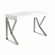 AC ANGEL CERDA Angel Cerdá Bureau en bois blanc et acier chromé 3014C 120 x 61 x 76 - 8435631004448 AC ANGEL CERDA Angel Cerdá Bureau en bois blanc et acier chromé 3014C 120 x 61 x 76 - 8435631004448