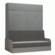 ARMOIRE LIT ESCAMOTABLE DYNAMO SOFA ACCOUDOIRS STRUCTURE GRIS MAT CANAPÉ GRIS COUCHAGE 160*200