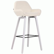 CLP Tabouret de bar nan en tissu à 4 pieds Crème/Bois de chêne Blanc - beige textile 318152 CLP Tabouret de bar nan en tissu à 4 pieds Crème/Bois de chêne Blanc - beige textile 318152