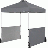 COSTWAY Chapiteau 300x300cm, 2 demi-parois, sac avec roues, 8 piquets, 4 ancres, 4 haubans, 4 sacs sable - gris métal ZB34782SD