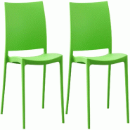 Décoshop26 - Lot de 2 chaises empilable design en plastique couleur vert résistant aux UV – jardin terrasse et intérieur 10_0007911 - 3000266371552