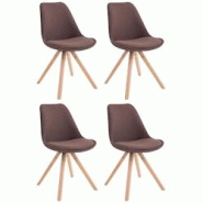 Décoshop26 - Lot de 4 chaises de salle à manger design scandinave en tissu marron et pieds en bois clair forme carré 10_0003201 - marron 3000251453089 Décoshop26 - Lot de 4 chaises de salle à manger design scandinave en tissu marron et pieds en bois clair forme carré 10_0003201 - marron 3000251453089