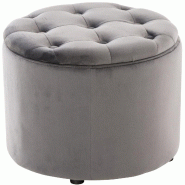 Décoshop26 - Pouf tabouret coffre avec espace de rangement en tissu velours gris 42x44cm TABO10080 - 3000043321381