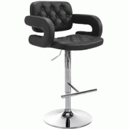 Décoshop26 - Tabouret de bar x1 avec repose-pied et accoudoirs capitonné en PVC noir support en métal chromé 10_0004789 - noir 3000252290539 Décoshop26 - Tabouret de bar x1 avec repose-pied et accoudoirs capitonné en PVC noir support en métal chromé 10_0004789 - noir 3000252290539