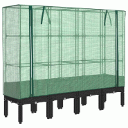 Helloshop26 - Jardinière bac lit surélevé plantes fleurs terrasse jardin surélevée avec housse aspect rotin 160 x 40 x 140 cm noir 02_0038760 - n
