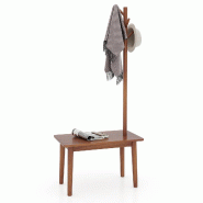 Helloshop26 - Table d'appoint avec porte-manteau 76 x 43 x 168 cm 3 crochets design moderne en bois d'hévéa café 20_0021158 - Bois massif 300023388 Helloshop26 - Table d'appoint avec porte-manteau 76 x 43 x 168 cm 3 crochets design moderne en bois d'hévéa café 20_0021158 - Bois massif 300023388