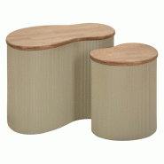 Mauro Ferretti Paire De Tables Basses Blanches Frankfurt - Structure En Bois D'Hévéa Et Métal, 87 X 53 X 32 Cm / 50 X 35 X 28 Cm - Style Contempora Mauro Ferretti Paire De Tables Basses Blanches Frankfurt - Structure En Bois D'Hévéa Et Métal, 87 X 53 X 32 Cm / 50 X 35 X 28 Cm - Style Contempora