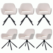 Merax Chaise de salle à manger (ensemble, 6 pièces), ensemble de 6 chaises rembourrées, chaise pivotante, fauteuil, chaise de bureau, housse Sherpa